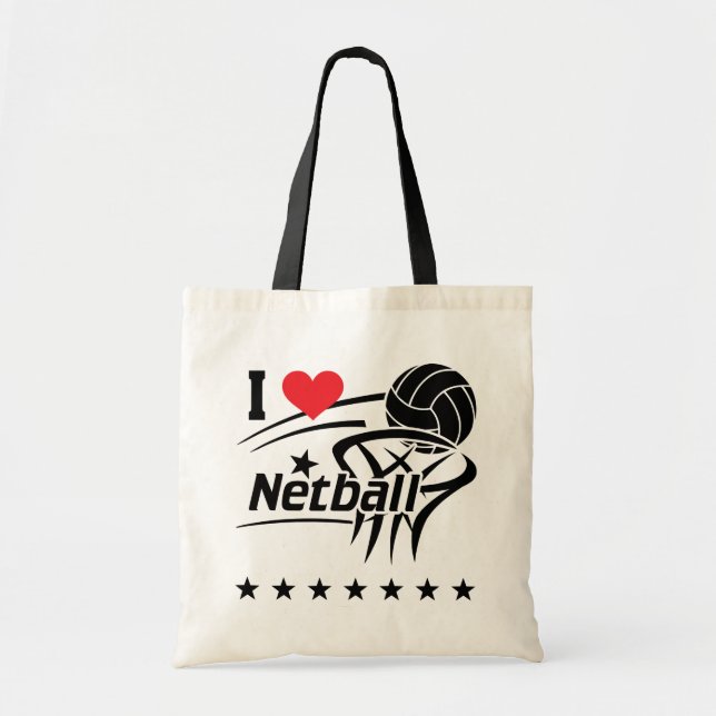 Bolsa Tote Eu Amo A Banheira De Tote Netball (Frente)