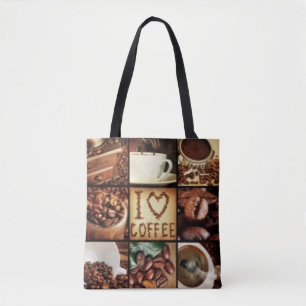 Bolsa Tote Eu amo a colagem do café