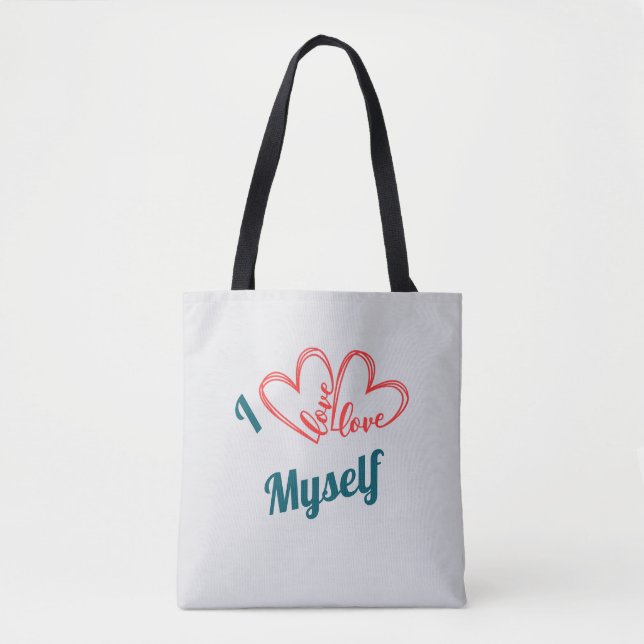 Bolsa Tote Eu Amo a Mim - Botão de Autocuidado (Frente)
