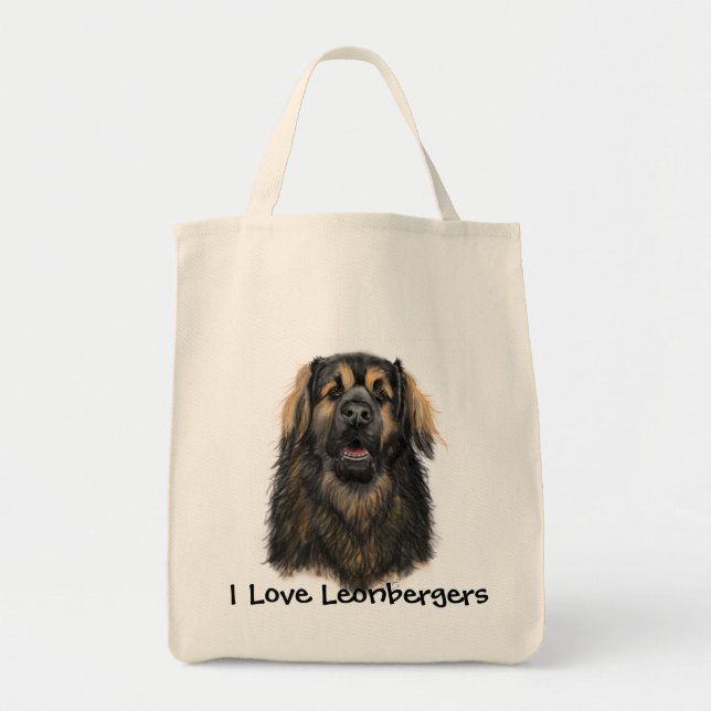 Bolsa Tote Eu amo a sacola de Leonbergers (Frente)