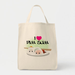 Bolsa Tote Eu amo a sacola do mantimento de Dim Sum