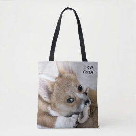 Bolsa Tote Eu amo a sacola dos Corgis