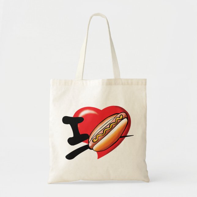 Bolsa Tote Eu amo a sacola dos Hotdogs (Frente)