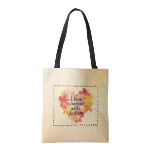 Bolsa Tote Eu amo alguém com sacola reutilizável de Autismo