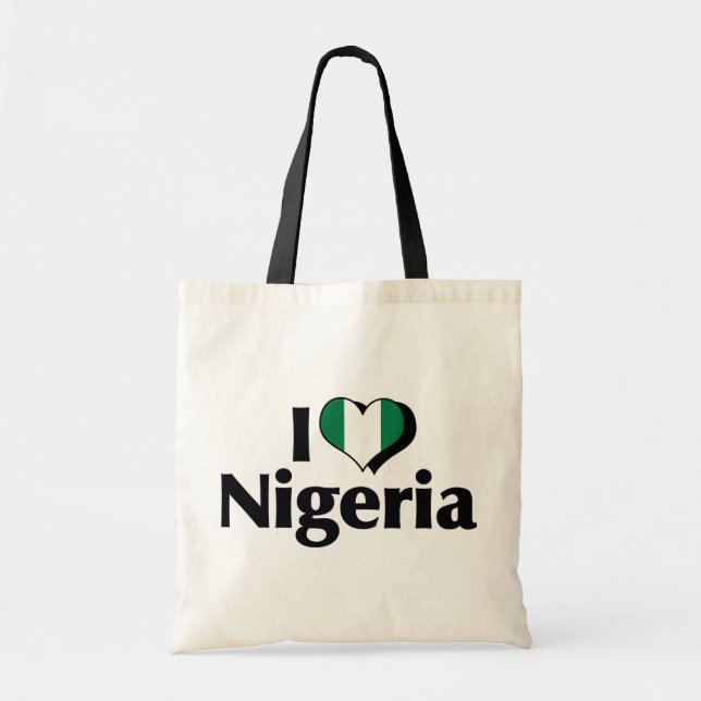 Bolsa Tote Eu Amo Bandeira da Nigéria (Frente)