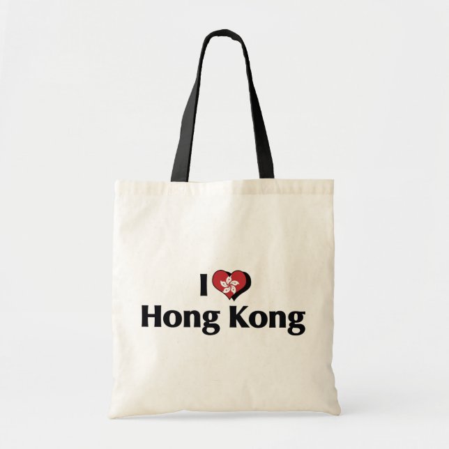 Bolsa Tote Eu Amo Bandeira de Hong Kong (Frente)