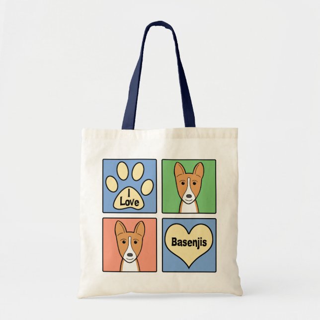 Bolsa Tote Eu amo Basenjis (Frente)