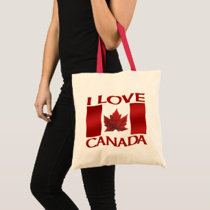 Bolsa Tote Eu Amo Bolas De Tote Do Canadá Costumado Eu Amo B