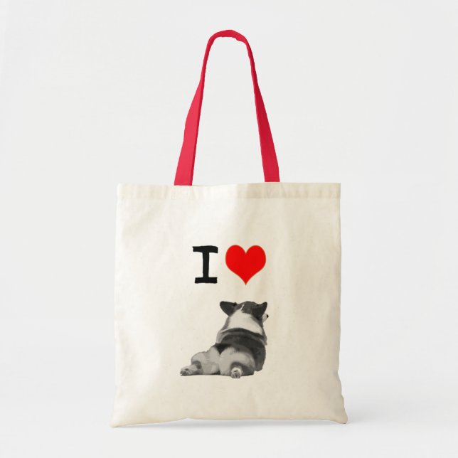 Bolsa Tote Eu amo bumbuns do Corgi (Frente)
