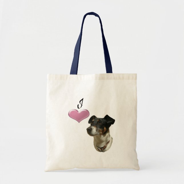 Bolsa Tote Eu amo cães de Jack Russell (Frente)