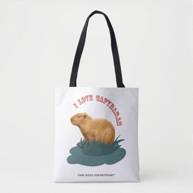 Bolsa Tote Eu Amo Capivaras Amante de Capivara Fofa (Frente)