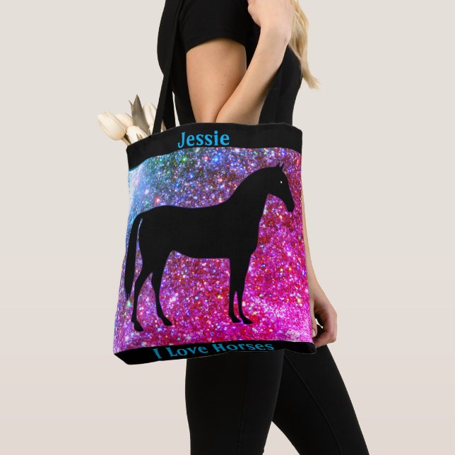 Bolsa Tote Eu Amo Cavalos Esmagando Saco (Close Up)