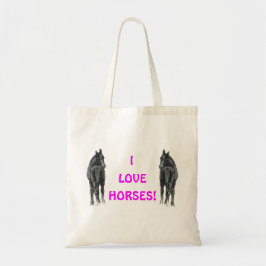 Bolsa Tote Eu amo cavalos! Saco de livro