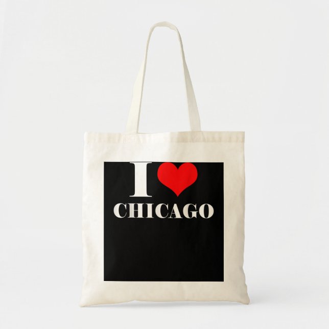 Bolsa Tote Eu amo Chicago, I Heart Chicago Tee Illinois (Frente)