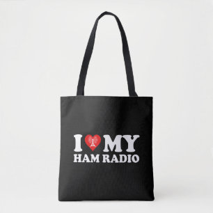 Bolsa Tote Eu Amo (Coração) Meu Rádio de Ham