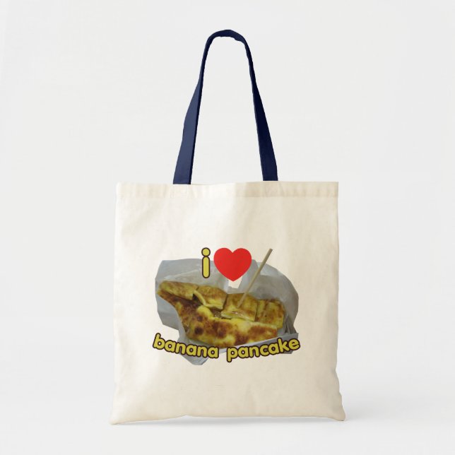 Bolsa Tote Eu Amo (Coração) Panqueca de Banana ... Comida de  (Frente)