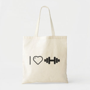 Bolsa Tote Eu amo Dumbbells médios