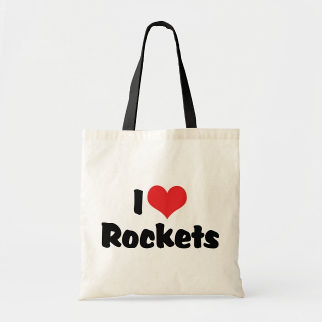 Bolsa Tote Eu Amo Foguetes do Coração - Exploração Espacial (Frente)