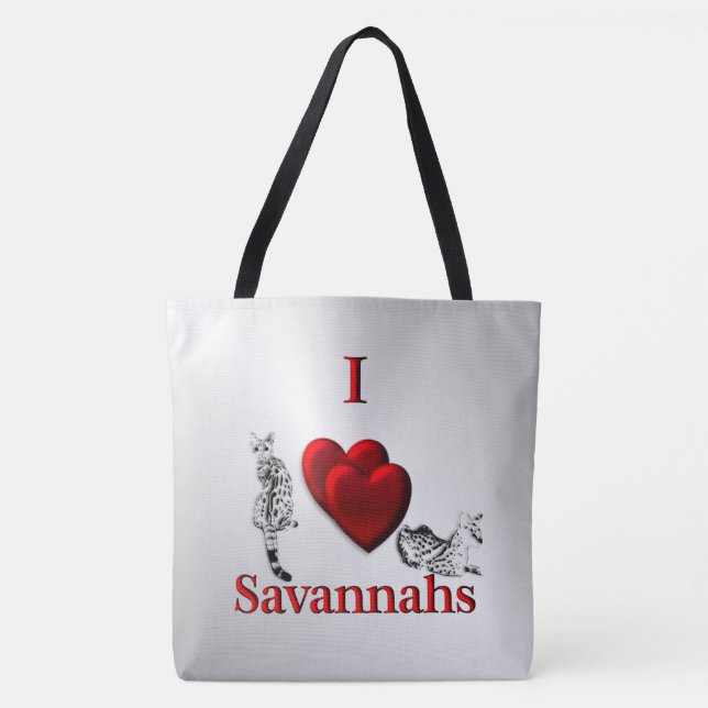 Bolsa Tote Eu Amo Gato Savannah Prata (Frente)