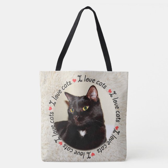 Bolsa Tote Eu Amo Gatos (Frente)
