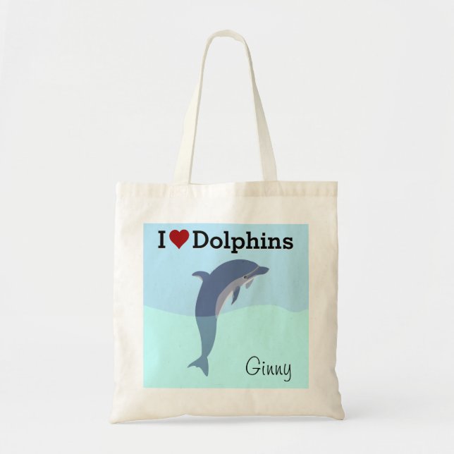 Bolsa Tote Eu Amo Golfinhos Tote Bag (Frente)
