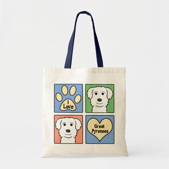 Bolsa Tote Eu amo grandes Pyrenees (Frente)