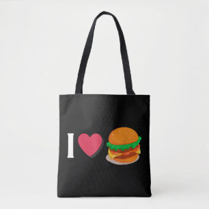 Bolsa Tote Eu Amo Hambúrguer Cheeseburger Alimentação Não Sau