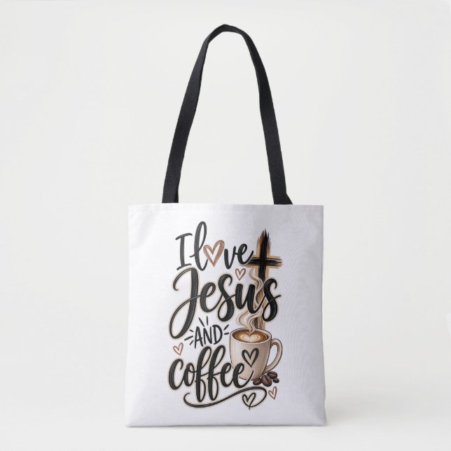 Bolsa Tote Eu amo Jesus e café (Frente)
