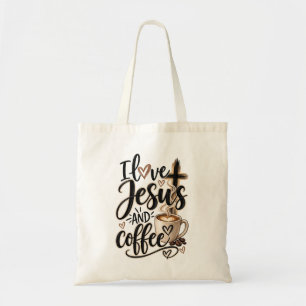 Bolsa Tote Eu amo Jesus e café