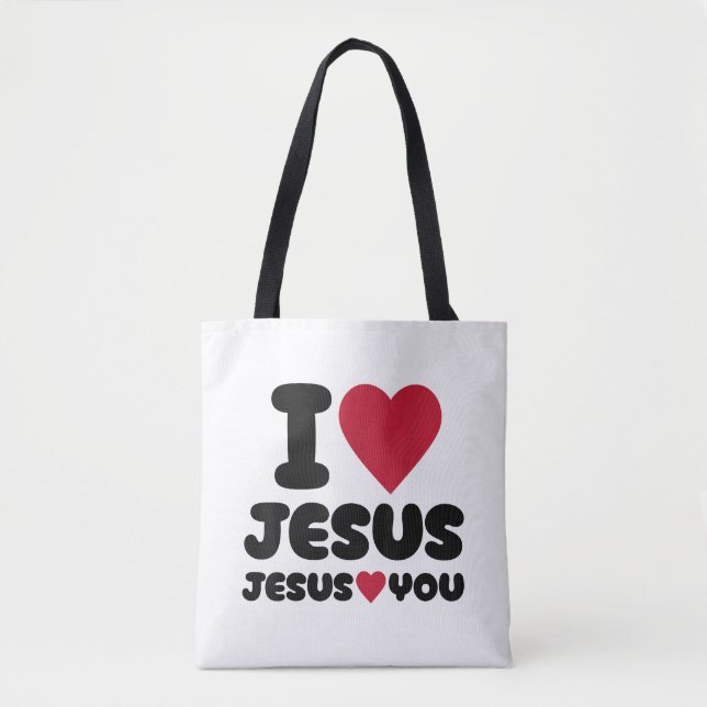 Bolsa Tote Eu amo Jesus e Jesus te ama cristão (Frente)
