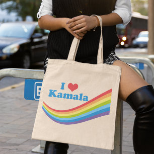 Bolsa Tote Eu Amo Kamala Harris Rainbow