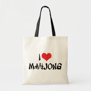 Bolsa Tote Eu Amo Mahjong de Coração - Amante de Mah Jong