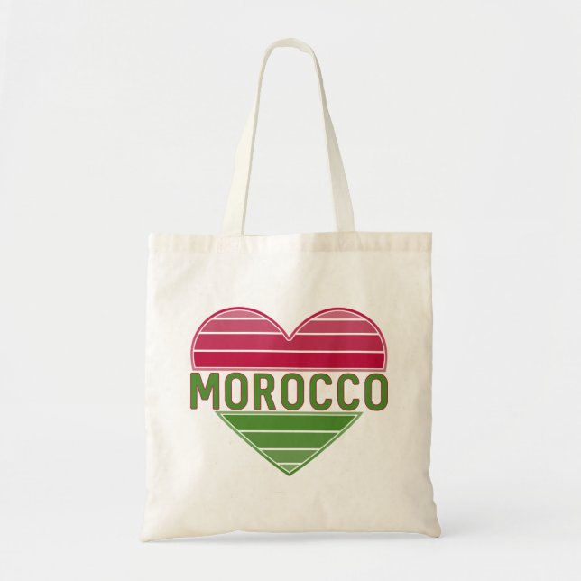 Bolsa Tote Eu amo Marrocos, coração marroquino (Frente)