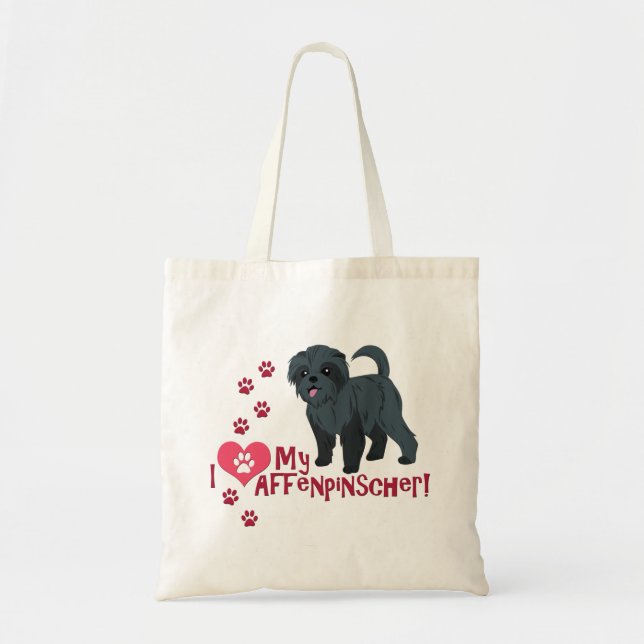Bolsa Tote Eu Amo Meu Affenpinscher! (Frente)