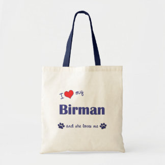 Bolsa Tote Eu amo meu Birman (o gato fêmea)