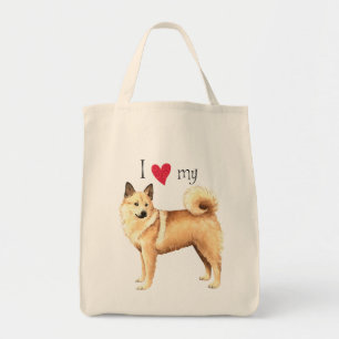 Bolsa Tote Eu amo meu Buhund norueguês