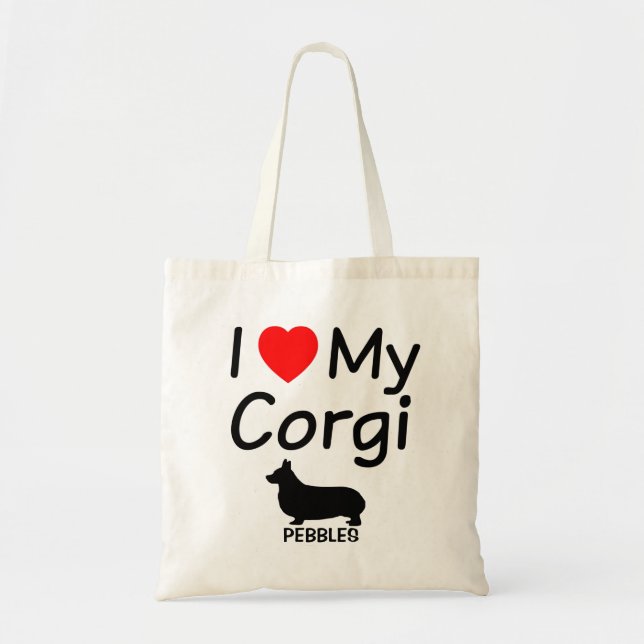 Bolsa Tote Eu Amo Meu Cachorro De Corgi (Frente)