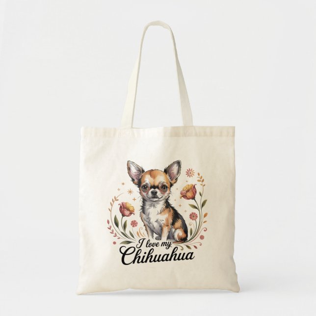 Bolsa Tote Eu amo meu chihuahua  (Frente)