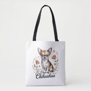Bolsa Tote Eu amo meu chihuahua 