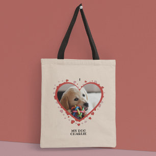 Bolsa Tote Eu amo meu coração de cão com foto e nome de anima