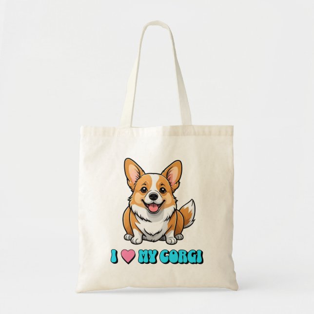 Bolsa Tote Eu Amo Meu Corgi (Frente)