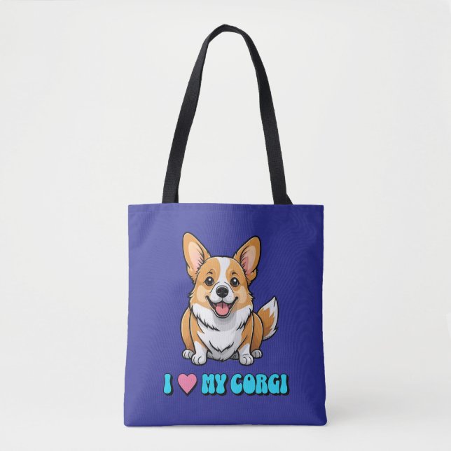 Bolsa Tote Eu Amo Meu Corgi (Frente)