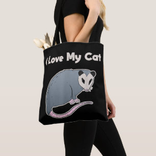 Bolsa Tote Eu Amo Meu Gato Possum Divertido