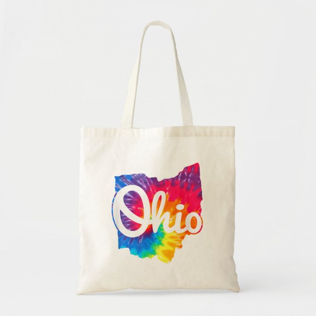 Bolsa Tote Eu Amo Meu Lar Ohio Script Tie Dye Ohio (Frente)