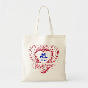 Bolsa Tote Eu amo meu namorado! Corações do vermelho da fot