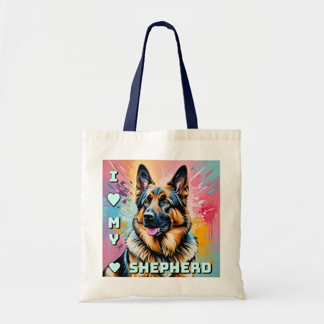 Bolsa Tote Eu amo meu Pastor Alemão (Frente)