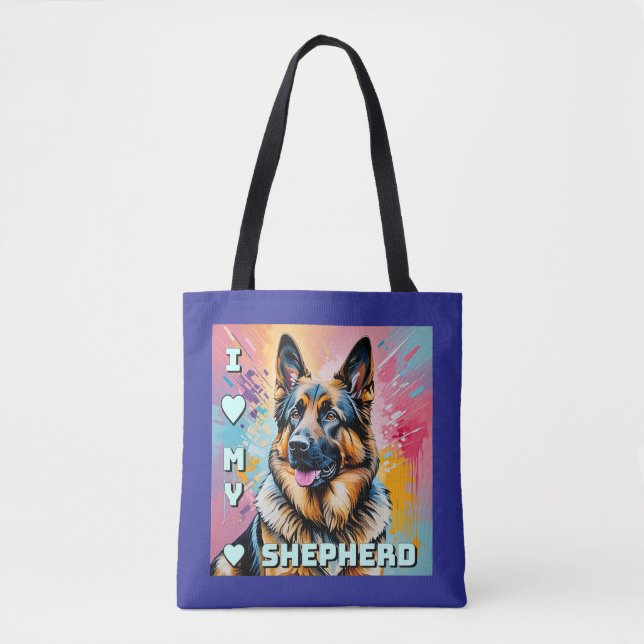 Bolsa Tote Eu amo meu Pastor Alemão (Frente)