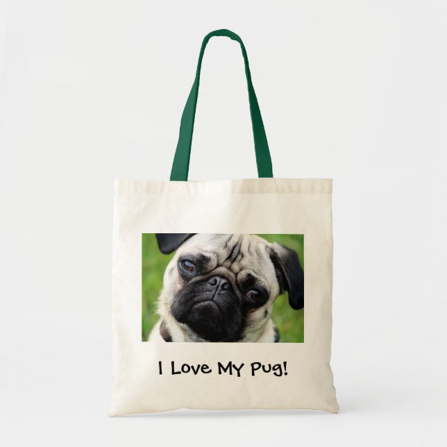 Bolsa Tote Eu amo meu pug! (Frente)