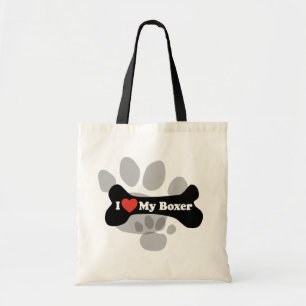 Bolsa Tote Eu amo meu pugilista - osso de cão