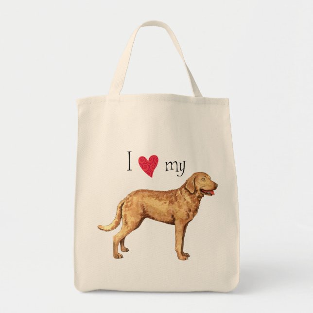 Bolsa Tote Eu amo meu Retriever de baía de Chesapeake (Frente)